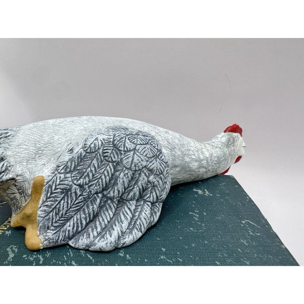 Farmhouse Sleep Napping Chicken Shelf Decor Rustic Country Hen Sculpture - Picture 7 of 11